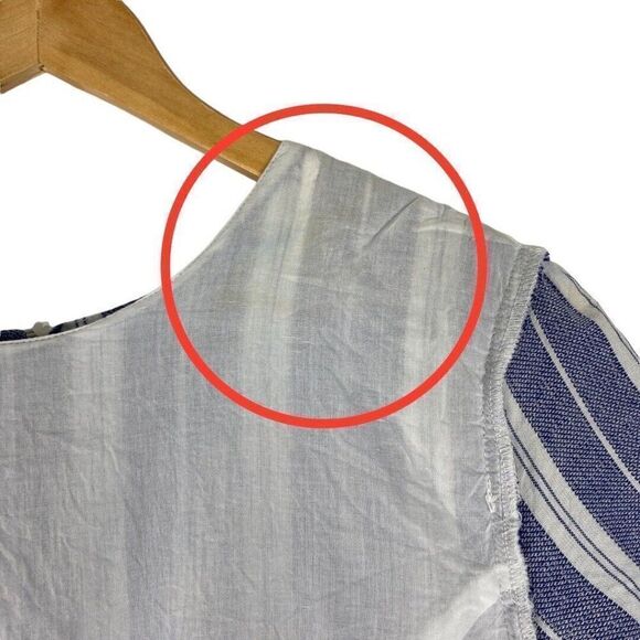 Tularosa women's Blue & White Striped Short Sleeve Fit And Flare Iris Dress US M - Picture 8 of 12